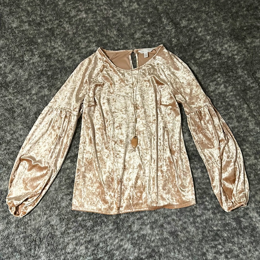 Lauren Conrad polyester long balloon sleeve blouse